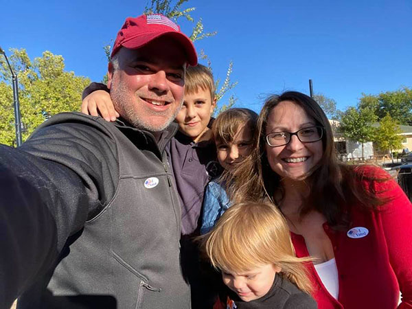 Travis Griffin and family at the polls